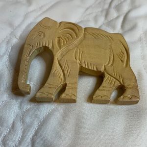 Pier 1 carved wood elephant brooch